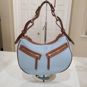 Dooney & Bourke Pebble Grain Leather Crescent Hobo Shoulder Bag Blue